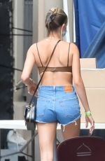 HAILEY BIEBER in Denim Shorts Arrives at a Studio in Los Angeles 08/18/2020