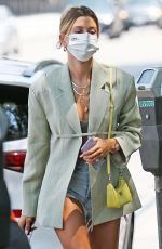 HAILEY BIEBER in Denim Shorts Out Shopping in Beverly Hills 08/20/2020