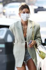 HAILEY BIEBER in Denim Shorts Out Shopping in Beverly Hills 08/20/2020
