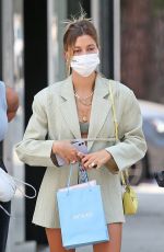 HAILEY BIEBER in Denim Shorts Out Shopping in Beverly Hills 08/20/2020