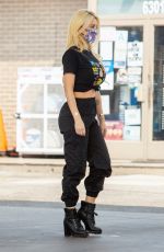 HOLLY MADISON at a Gas Station in Los Angeles 08/21/2020