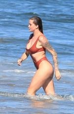 IRELAND BALDWIN in a Red Swimsuit at a Beach in Malibu 07/31/2020