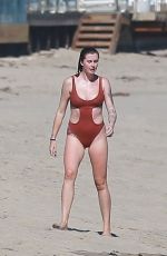 IRELAND BALDWIN in a Red Swimsuit at a Beach in Malibu 07/31/2020