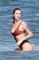 IRELAND BALDWIN in a Red Swimsuit at a Beach in Malibu 07/31/2020