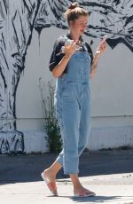 IRELAND BALDWIN in Denim Overalls Out for Iced Coffee in Los Angeles 08/10/2020