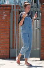 IRELAND BALDWIN in Denim Overalls Out for Iced Coffee in Los Angeles 08/10/2020