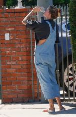 IRELAND BALDWIN in Denim Overalls Out for Iced Coffee in Los Angeles 08/10/2020