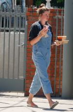 IRELAND BALDWIN in Denim Overalls Out for Iced Coffee in Los Angeles 08/10/2020