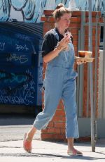 IRELAND BALDWIN in Denim Overalls Out for Iced Coffee in Los Angeles 08/10/2020