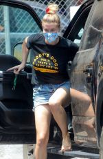 IRELAND BALDWIN in Denim Shorts Out in Los Angeles 08/05/2020