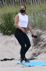 JENNIFER LOPEZ Out on the Beach in Hamptons 08/14/2020