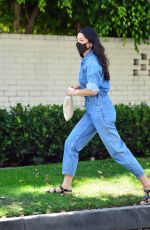 JESSICA GOMES in a Denim Jumpsuit Leaves a Tennis Lesson in Beverly Hills 08/11/2020