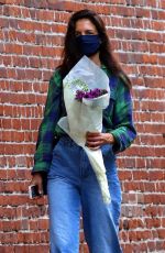 KATIE HOLMES Out Shopping Flowers in New York 08/18/2020