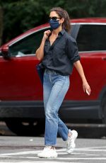 KATIE HOLMES Wearing a Mask Out in New York 08/28/2020