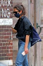 KATIE HOLMES Wearing a Mask Out in New York 08/28/2020