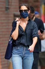 KATIE HOLMES Wearing a Mask Out in New York 08/28/2020