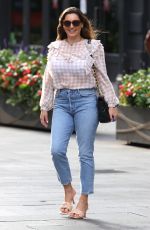 KELLY BROOK in Denim Arrives at Heart Radio in London 08/22/2020