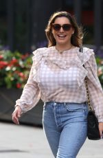 KELLY BROOK in Denim Arrives at Heart Radio in London 08/22/2020