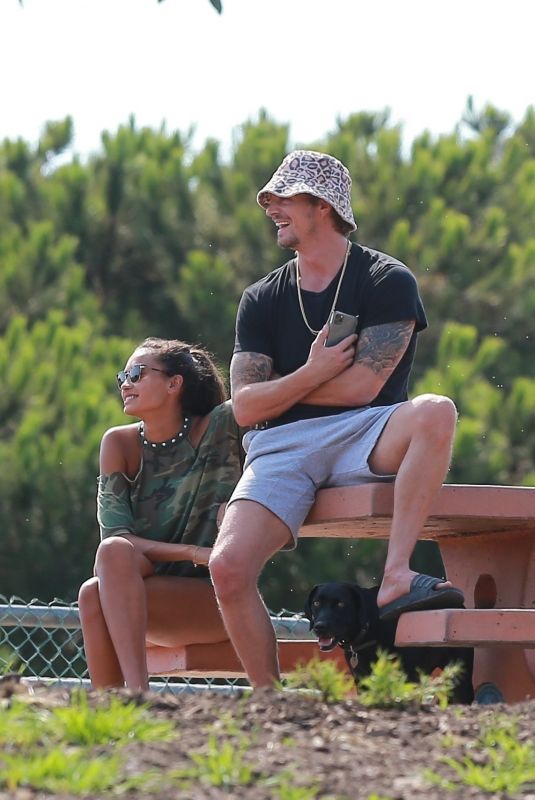 KELLY GALE and Joel Kinnaman at a Dog Park in Venice Beach 08/16/2020