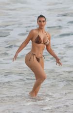 KIM KARDASHIAN in Bikini on the Set of KUWTK at a Beach in Malibu 08/26/2020