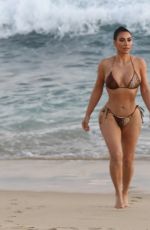KIM KARDASHIAN in Bikini on the Set of KUWTK at a Beach in Malibu 08/26/2020