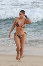 KIM KARDASHIAN in Bikini on the Set of KUWTK at a Beach in Malibu 08/26/2020