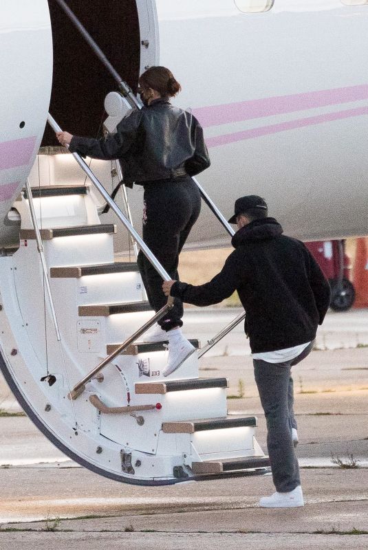 KYLIE JENNER, Zack Bia and Fai Khadra at Le Bourget Airport 08/28/2020