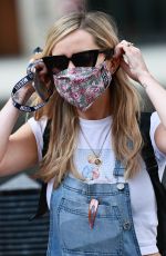 LAURA WHITMORE in Denim Dungarees at BBC Studios in London 08/23/2020