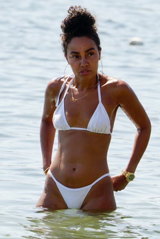 LEIGH-ANNE PINNOCK in a White Bikini at a Beach in Spain 08/10/2020