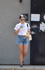 LUCY HALE in Denim Shorts Out in Studio City 08/27/2020