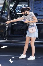 LUCY HALE in Denim Skirt Out in Toluca Lake 08/11/2020