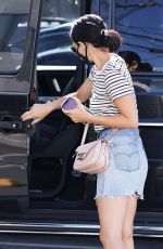 LUCY HALE in Denim Skirt Out in Toluca Lake 08/11/2020