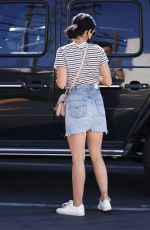 LUCY HALE in Denim Skirt Out in Toluca Lake 08/11/2020