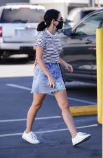 LUCY HALE in Denim Skirt Out in Toluca Lake 08/11/2020