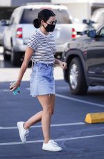 LUCY HALE in Denim Skirt Out in Toluca Lake 08/11/2020