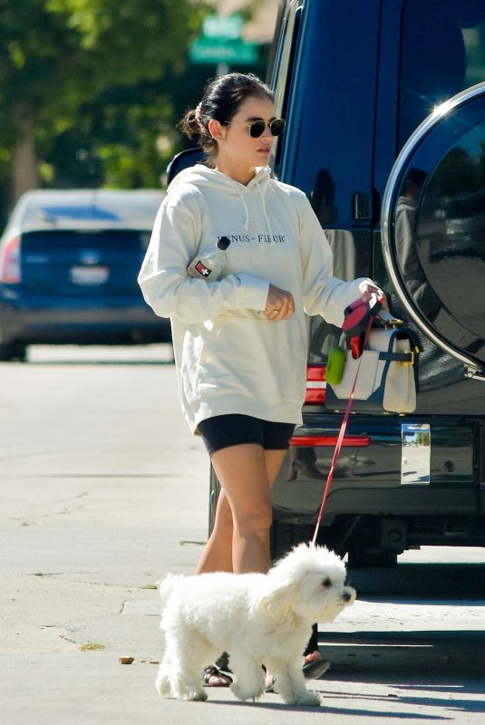 LUCY HALE Out with Her Dog in Studio City 08/29/2020