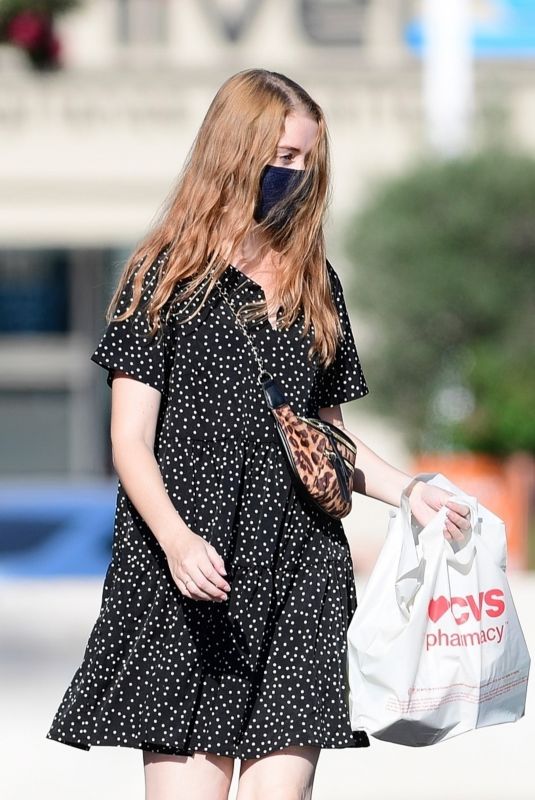MOLLY QUINN Wearing a Mask Out in Los Angeles 08/15/2020