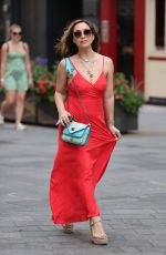 MYLEENE KLASS in a Red Dress Arrives at Heart Radio in London 08/09/2020
