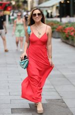 MYLEENE KLASS in a Red Dress Arrives at Heart Radio in London 08/09/2020