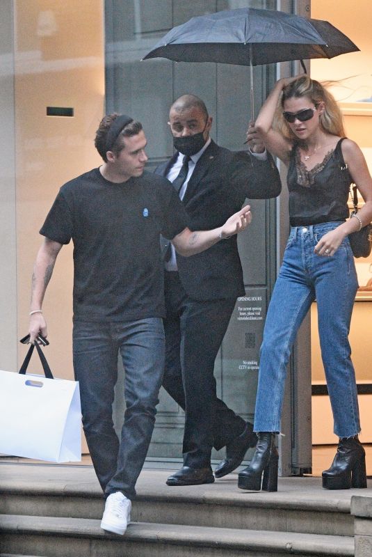 NICOLA PELTZ and Brooklyn Beckham Leaves Victoria Beckham’s Store in London 08/13/2020