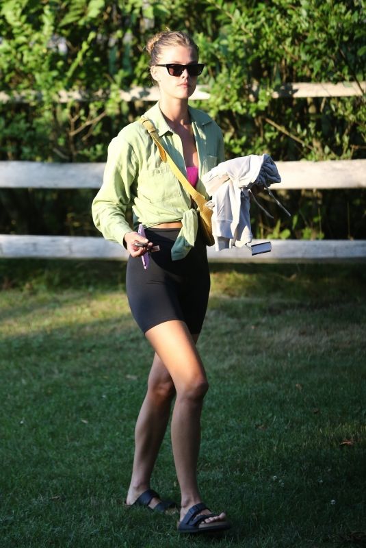 NINA AGDAL Leaves a Friend’s House in The Hamptons 08/11/2020