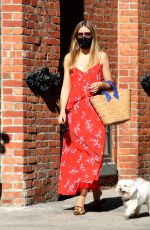 OLIVIA PALERMO in a Red Summer Dress Out with Her Dog in Brooklyn 08/10/2020