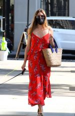 OLIVIA PALERMO in a Red Summer Dress Out with Her Dog in Brooklyn 08/10/2020