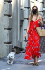 OLIVIA PALERMO in a Red Summer Dress Out with Her Dog in Brooklyn 08/10/2020