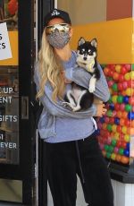 PARIS HILTON Out Shopping with Her Dog in Hollywood 08/25/2020