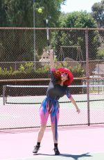 PHOEBE PRICE at a Tennis Court in Los Angeles 08/11/2020