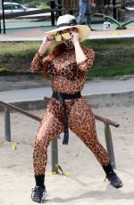 PHOEBE PRICE Playing Tennis at a Tennis Court in Los Angeles 08/06/2020