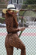 PHOEBE PRICE Playing Tennis at a Tennis Court in Los Angeles 08/06/2020