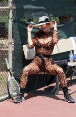 PHOEBE PRICE Playing Tennis at a Tennis Court in Los Angeles 08/06/2020