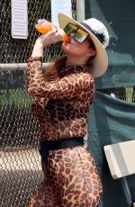 PHOEBE PRICE Playing Tennis at a Tennis Court in Los Angeles 08/06/2020